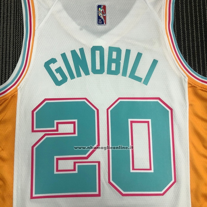 Maglia San Antonio Spurs Manu Ginobili #20 Citta 2021-22 Bianco